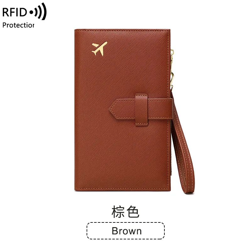 Новинка RFID Saffiano PU Сумка для паспорта на молнии с пряжкой Держатель держателем ручки многофункциональный длинный женский кошелек
