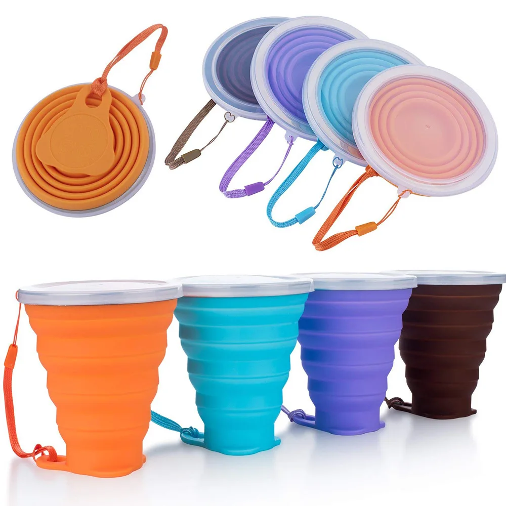 2020 New Fashion Simple  270ML Silicone Folding Water Cup Portable Silicone Folding Cup Outdoor Household Mouthwash Cup