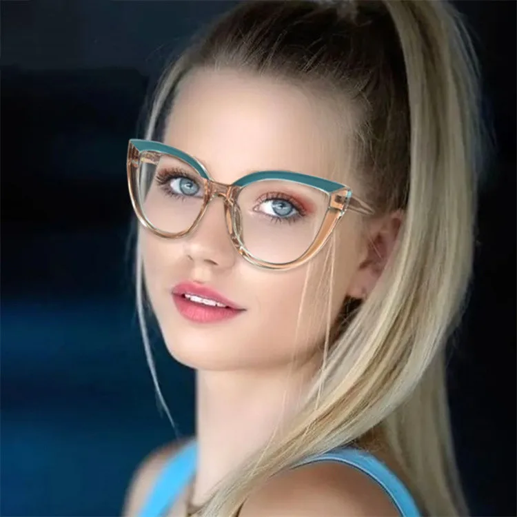 2024 Plastic Wholesale Factory Custom logo Trendy Cat Eyes Frame Optical Eyeglasses Fashion Spectacle Frames