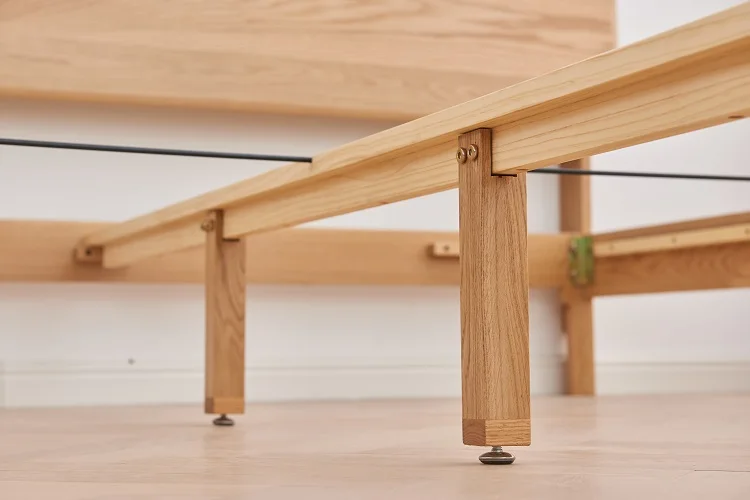 E7012 Nordic style solid OAK wood bedroom furniture with wooden headboard Queen&King size bed frame