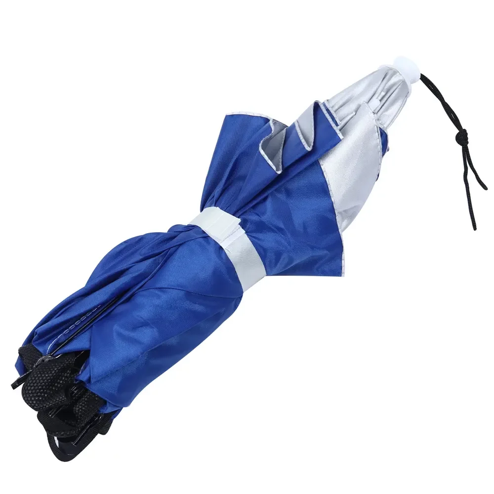 Outdoor Foldable Umbrella Hat Fishing Hat Camping Shade Umbrella Uv Protective Sun Head Umbrella Hat Minimalist Travel Blue