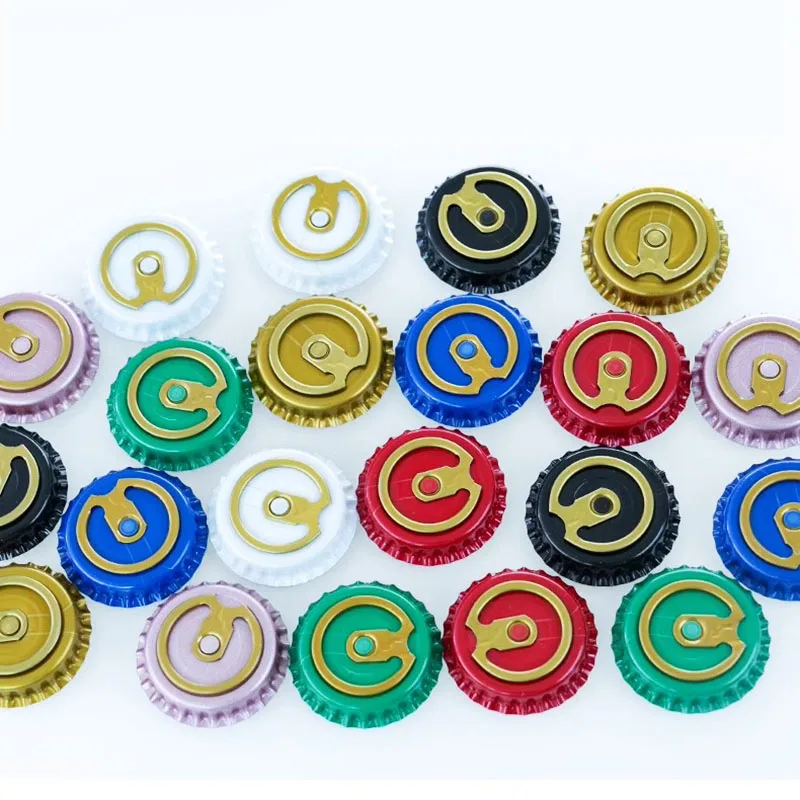 Best-selling Custom Colorful 26mm Side Center Pull Ring Aluminum Crown Cap for the Glass Beer Carbonated Beverage Juice Bottle