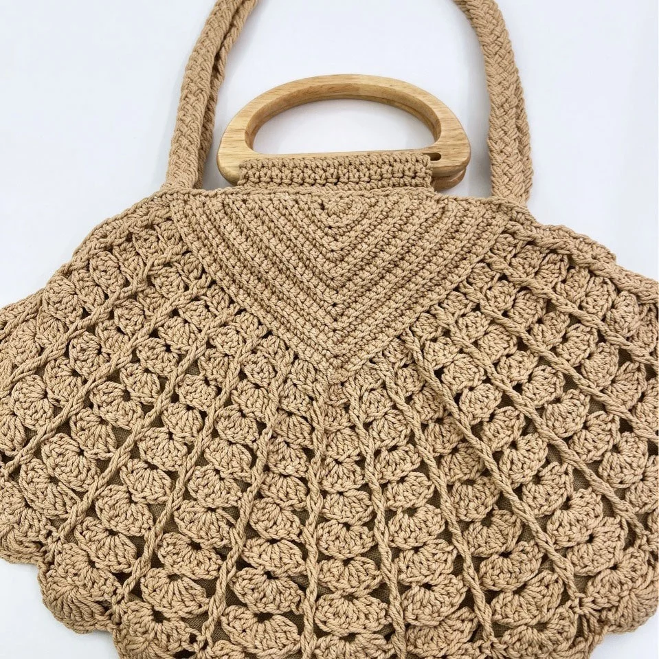 New Arrival Handmade Handbag Women Wholesale Fan-Shaped Crochet Bag Fashion Crochet Yarn Bag For women