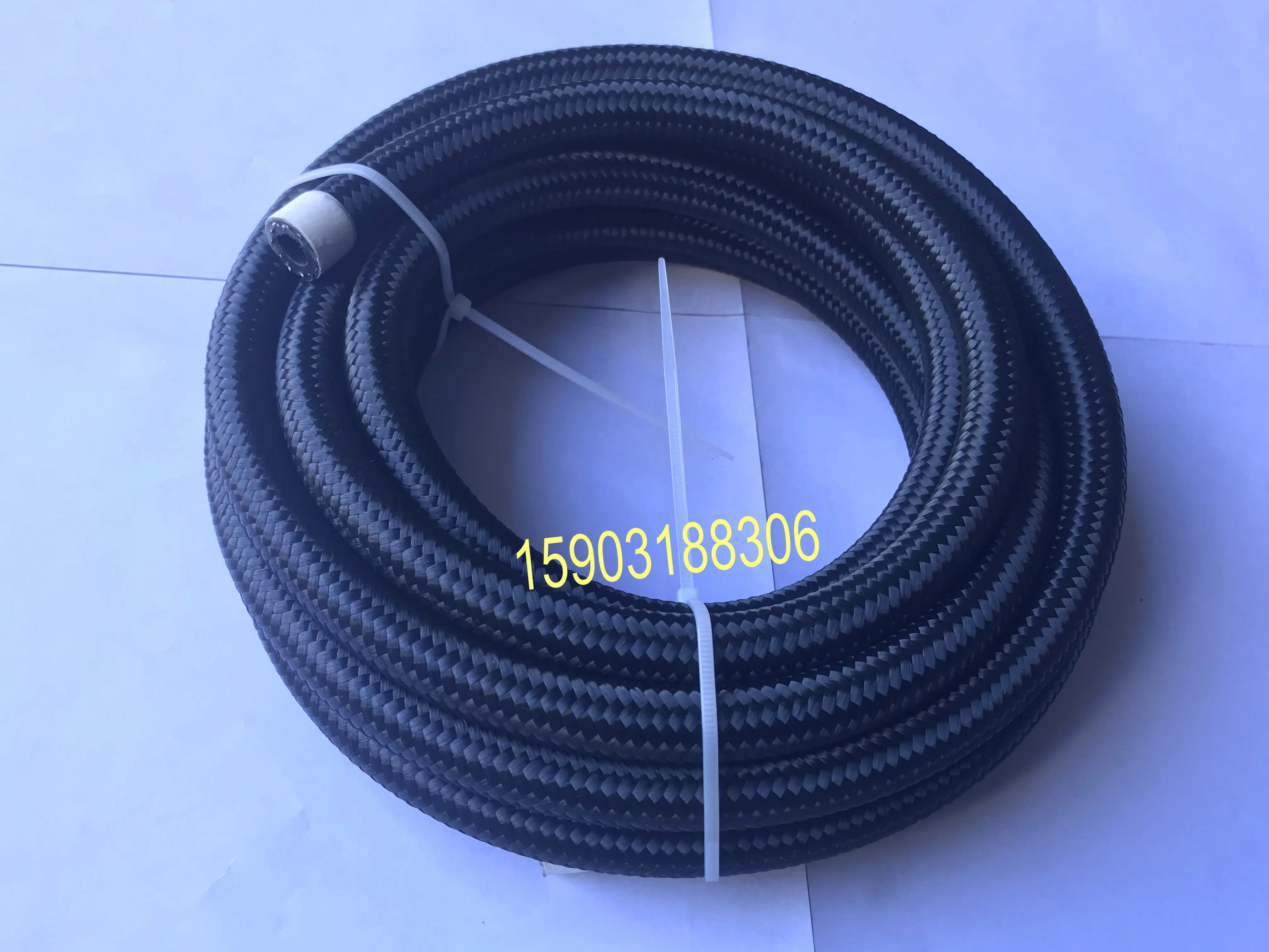 Auto Racing High Performance AN6 Black Nylon Braided Fuel Oil Gas Line Vehicle fuel return tube flexible oil cooler rubber hose