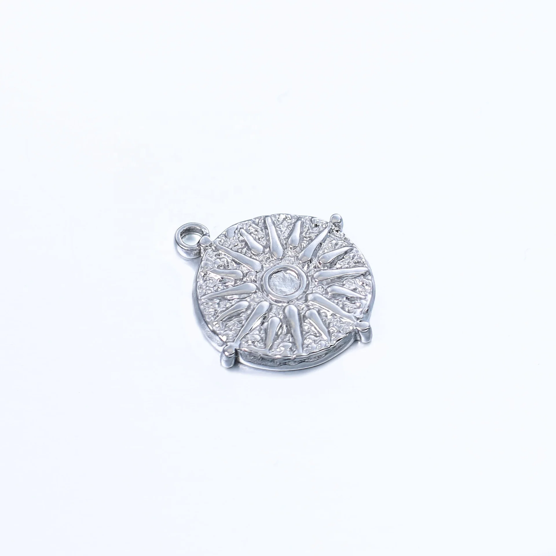 Custom Design Original Steel Silver Color Stainless Steel Round Shape Sun Pendant Charm Jewelry