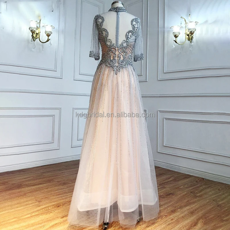 KDG Turkish Fairy Princess Muslim Long Sleeves For Women Elegant Dubai Wholesale Evening Dresses Women Wedding Party For Crystal