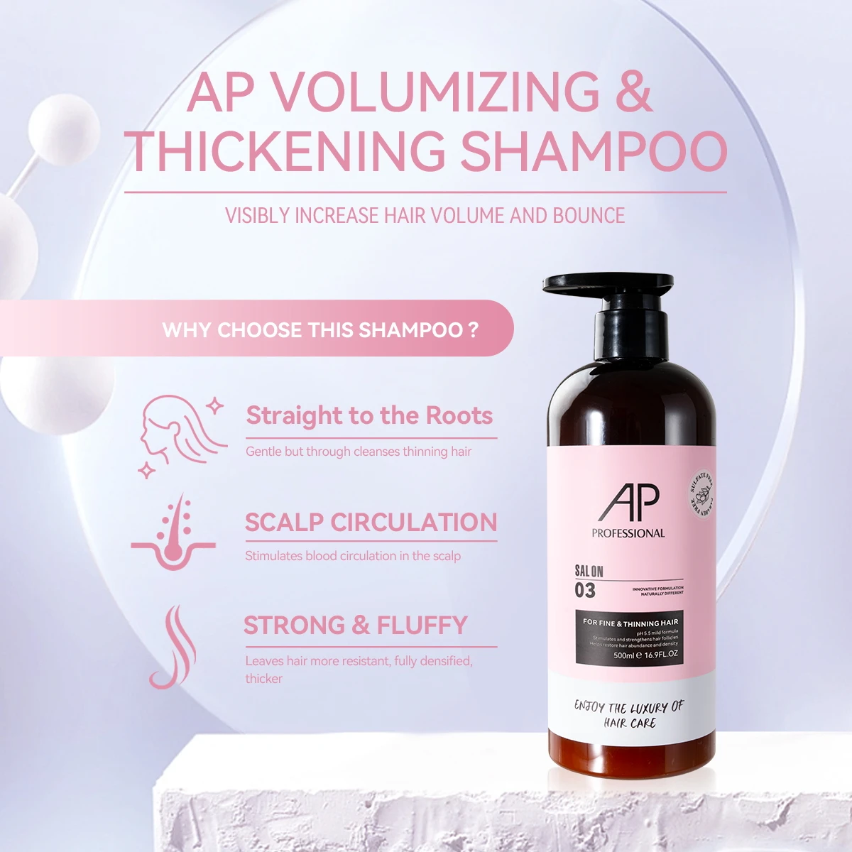 OEM Cosmetics Hair Care Products Anti Hair Loss Volumizing Hair Thickening Shampoo