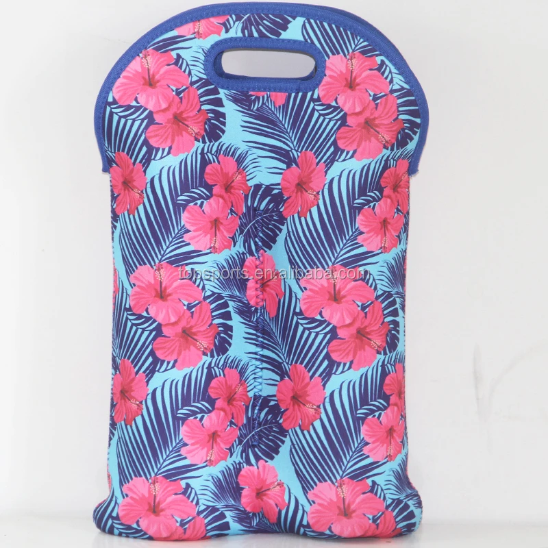 Factory Directly Sublimation Printing Neoprene Two Sets Wine Tote Bags