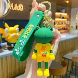 Bai Mao Hot sale smile long legs Frog animal design cool popular 3D keychain custom soft pvc rubber