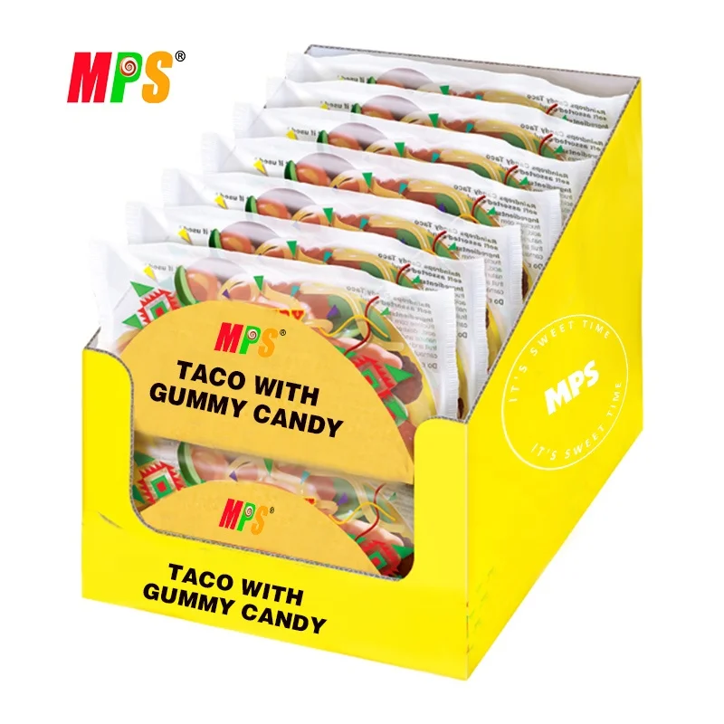 HACCP Wholesale Candy Suppliers Halal Popular Gummy Candy Novelty Taco Shape Sweet Flavour Chewy Soft Gummy