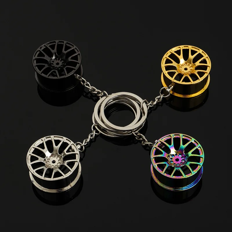 Auto Keychain Wholesale Car Wheel Hub Shape Custom Metal Zinc Alloy Customized Football Keychain Promotional Gifts Die Casting