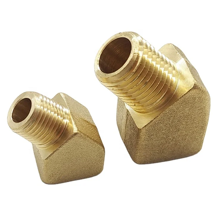 45 Degree Barstock Street Elbow 1/4 Inch NPT Male to 1/4 Inch NPT Female Brass Pipe Fitting
