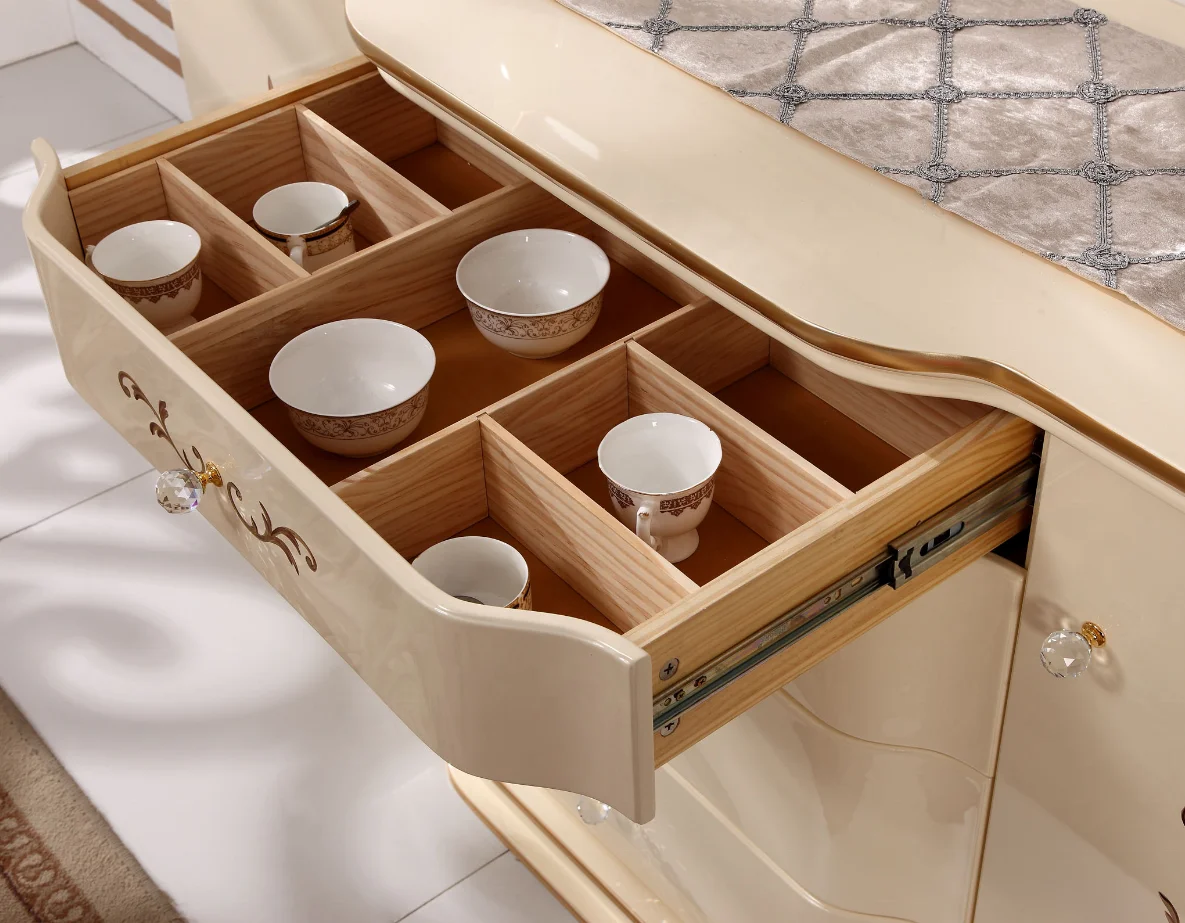 Luxury Modern Storage Sideboard Dining Room Furniture Wooden Kitchen Cupboard Buffet Gloss Console Table Cabinets with Mirror