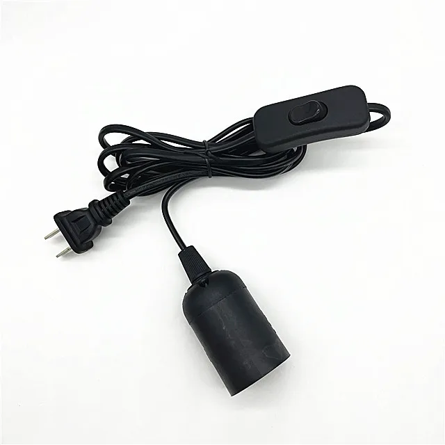 E26/E27 Light Lamp Bulb Socket and cord to 2-Prong US AC Power Cord Adapter with On/Off Switch