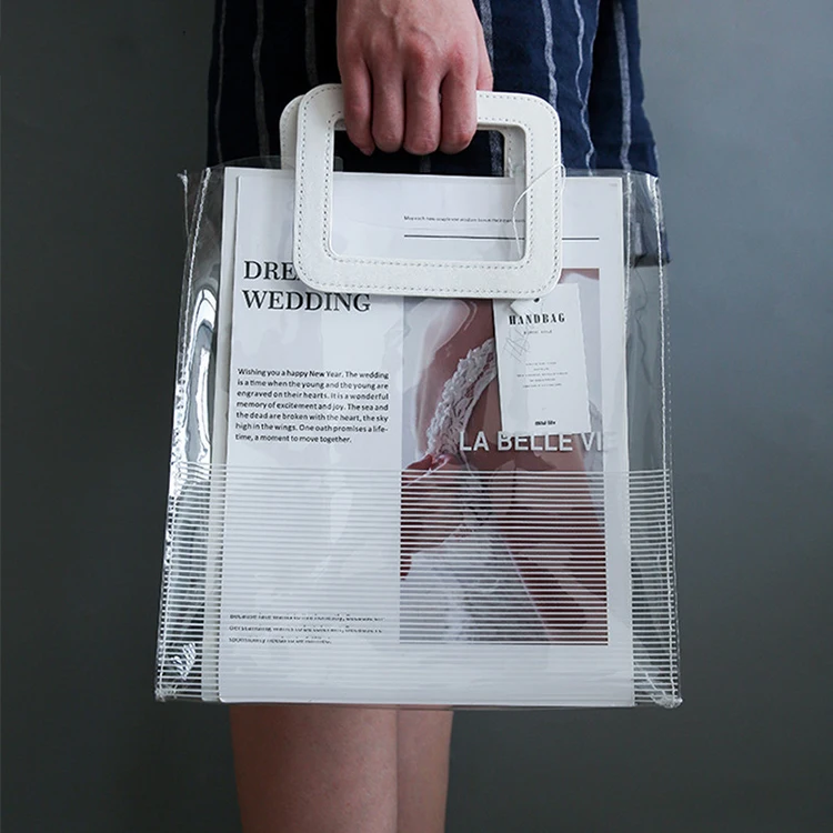 
Wholesale lady fashion waterproof transparent tote clear custom pvc plastic bag 