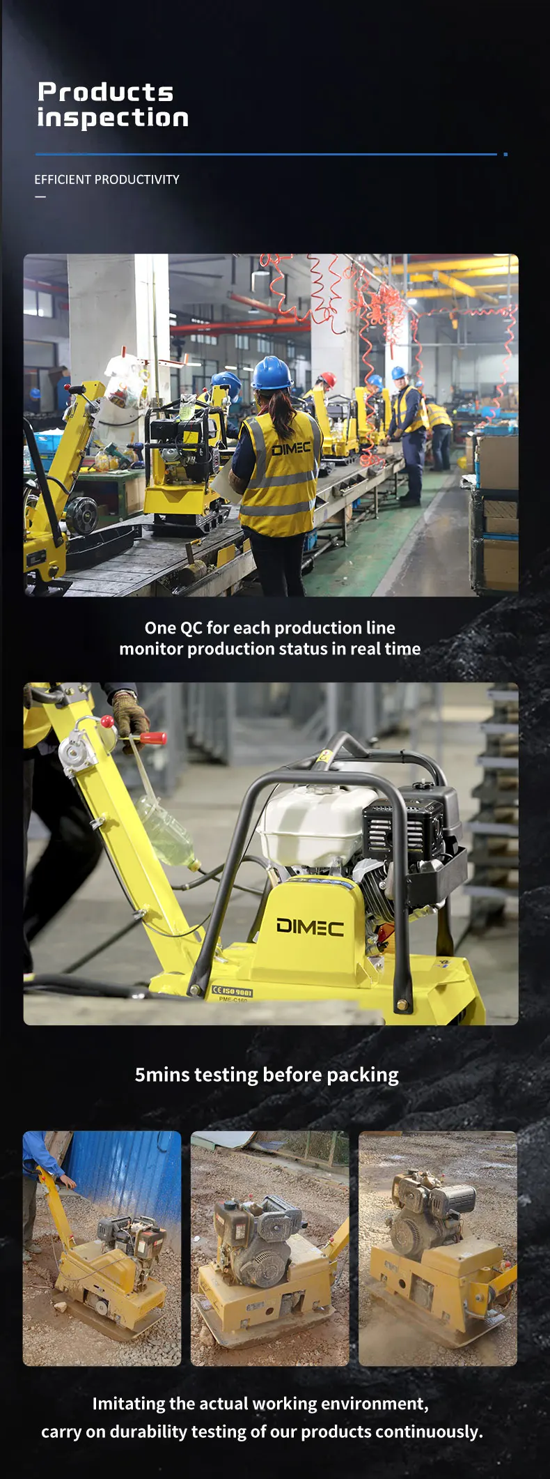 PME-C50E 1.5KW Quality Construction Machinery Soil Vibratory Electric Compactor Machine Plate