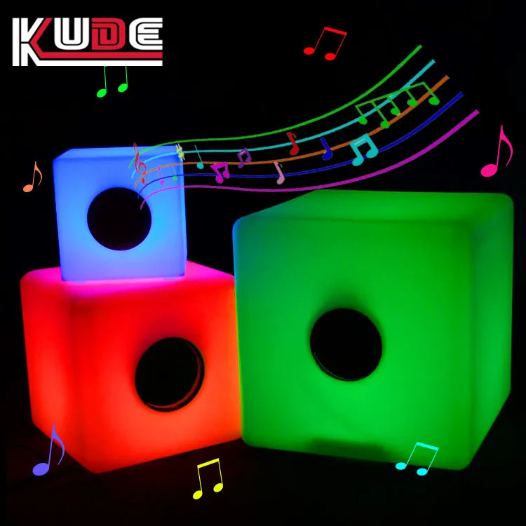 RGB Glowing LED Cube Light With Speaker Battery Rechargeable LED Music Table Lamp