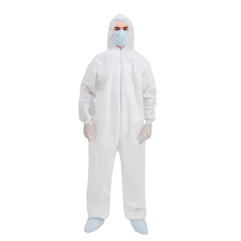 
Disposable PPE Coverall Type 5/6 Food Industry Safety Coverall Suit With Shoe Cover 