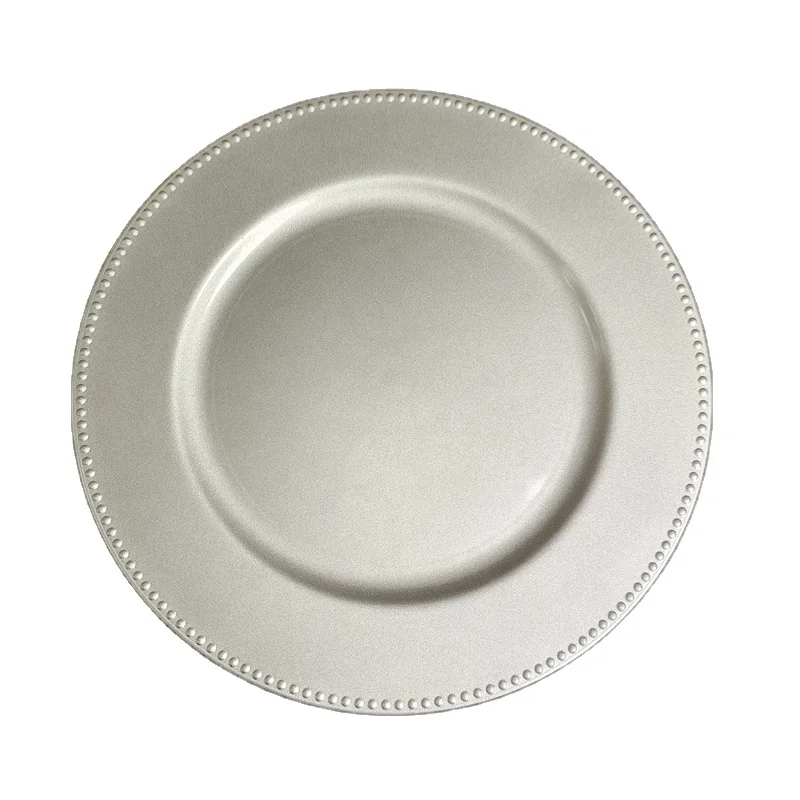 new design13 inch Wedding  gold beaded plastic charger plates in wholesale