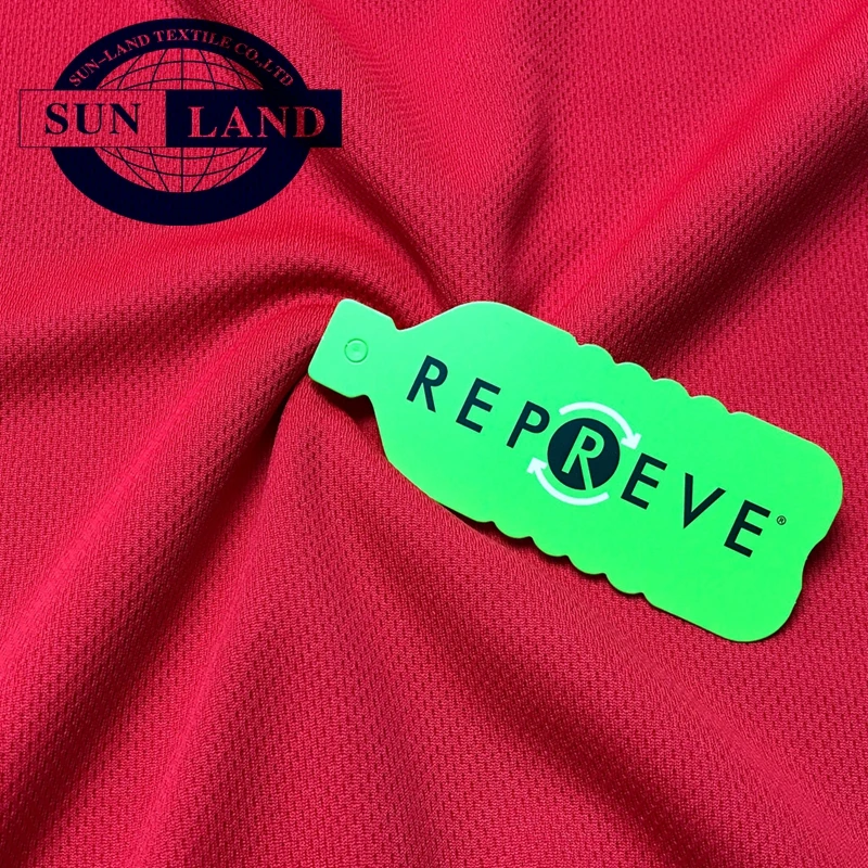 Экологически чистая ткань 50% Repreve 50%, пряжа для сухой посадки, переработанный полиэстер, трикотажная сетчатая ткань birdeye для спортивной одежды