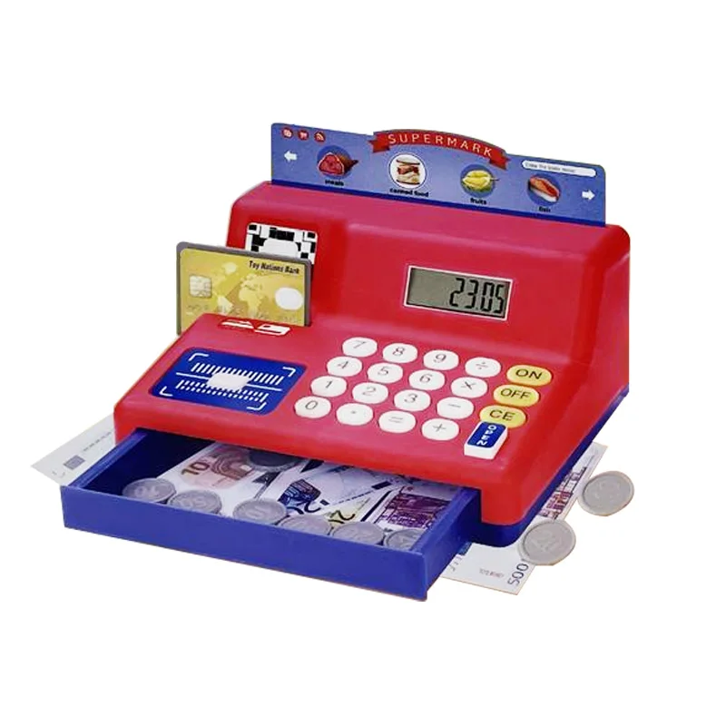 Calculator Cash Register For Kids Pretend Play Cashier Toys Play Machine Cash Register Toy