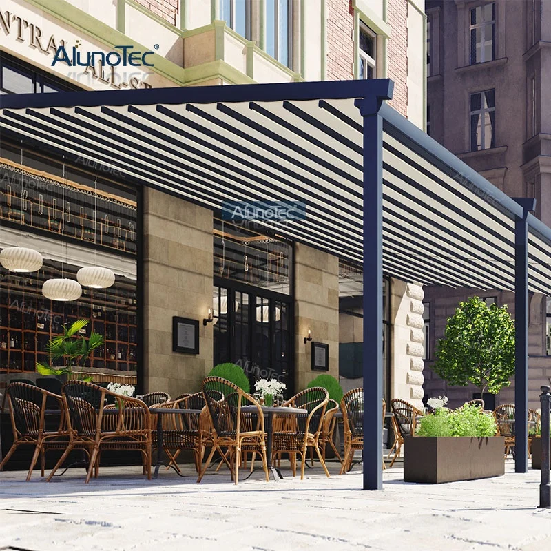 Remote Control Bioclimatic Folding Pergola Outdoor Awning Terrace Roofing PVC Canvas Retractable Roof Awnings