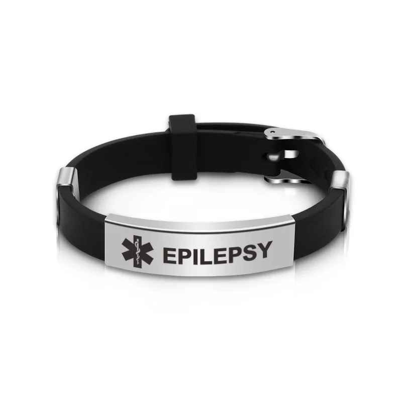 Custom Engraved Medical Bracelet Silicone Adjustable Sport Name ID Identification Alert Bracelet for Men Women