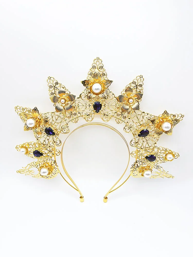 Custom Make Lorita Goddess Sun Halo Crown Headband Gothic Retro Mary Baroque Hair Accessories