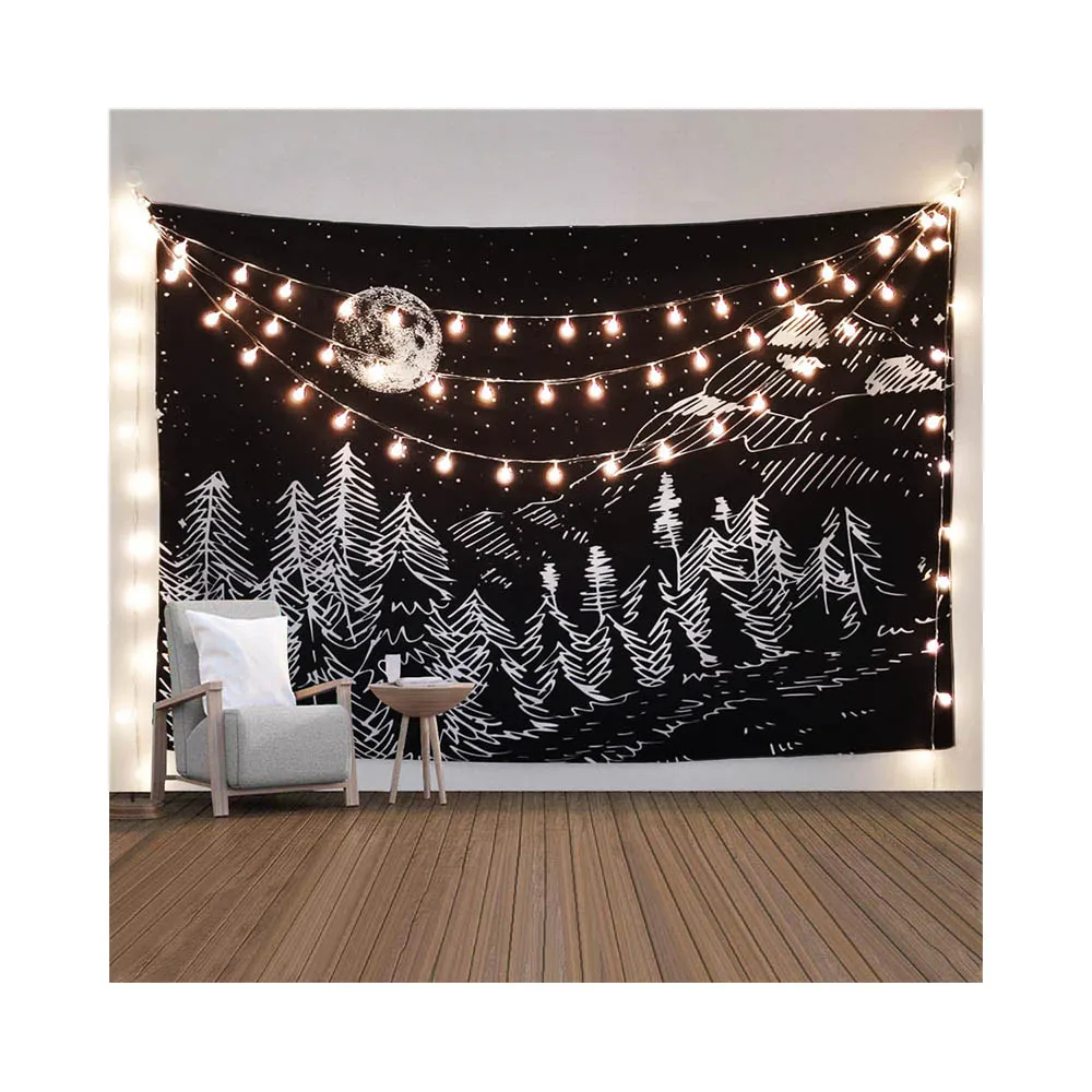 Tapestry Hot Selling Moon Printed Tapestry Factory Customized Home Decoration Wall Hanging Mountain Forest Tapestries