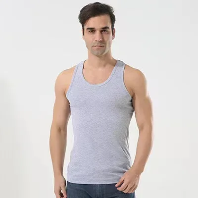 Cheap Blank Gray Black White T shirt  Man Cotton Tank Tops Plus Size T Shirts Stock