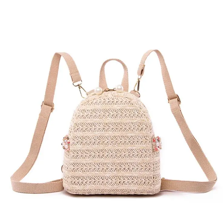 2020 New Weave Shoulder Bag Fashionable straw plaited article schoolbag Leisure outdoor travel backpack