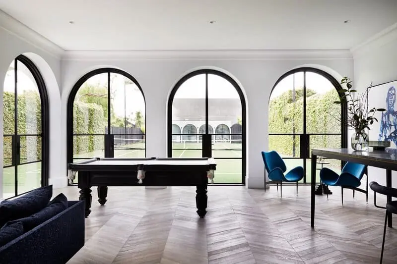 Arched French Design Interior Modern Iron Steel Waterproof Thermal Break Double Tempered Glass Casement Door