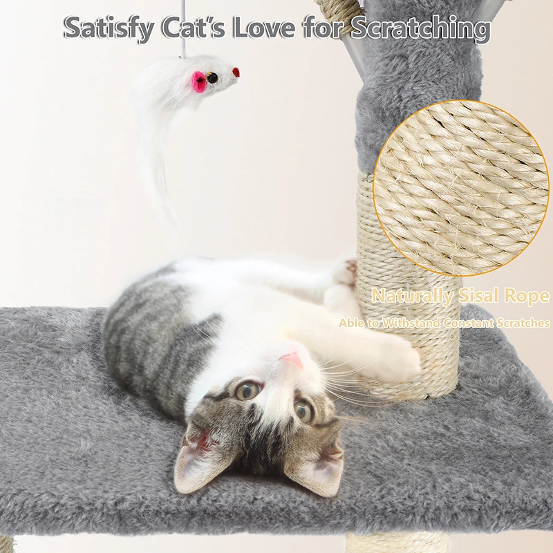 Indoor Cat Activity Center Cats Tree Tower Condo Sisal Scratching Posts Plush Perches Basket Cat Cave Ramp Climbing Frame