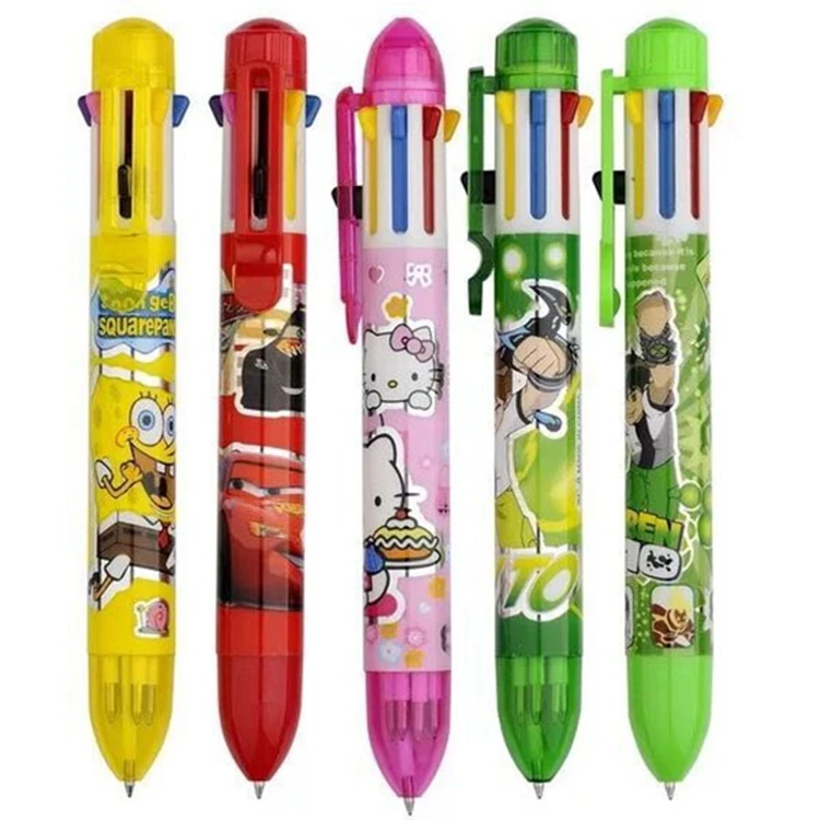 Thermal transfer flower film six-color ballpoint pen Student prize cartoon pen Office study multi-color four-color ballpoint pen