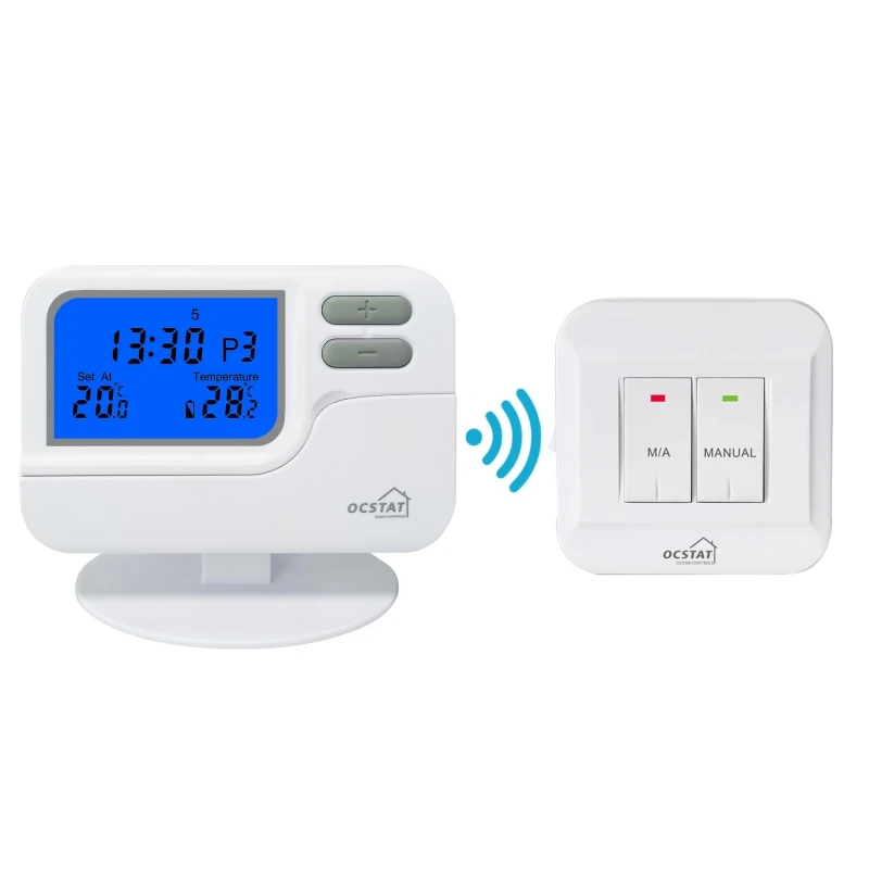 230V Digital Heating Electronic Wireless 7 Day Programmable Digital Heating RF Thermostat For Boilers