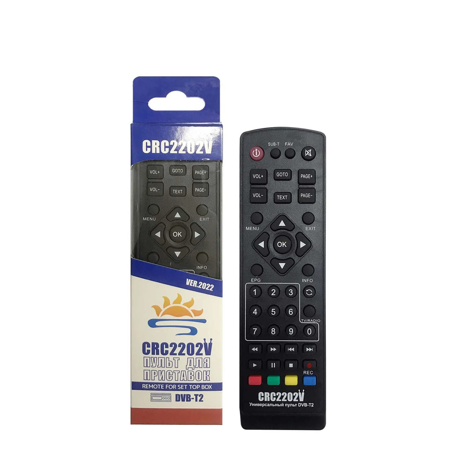 CRC 2202V Popular model replacement remote  suitable for DVB-T2 +2  for set box with English, Russian manual