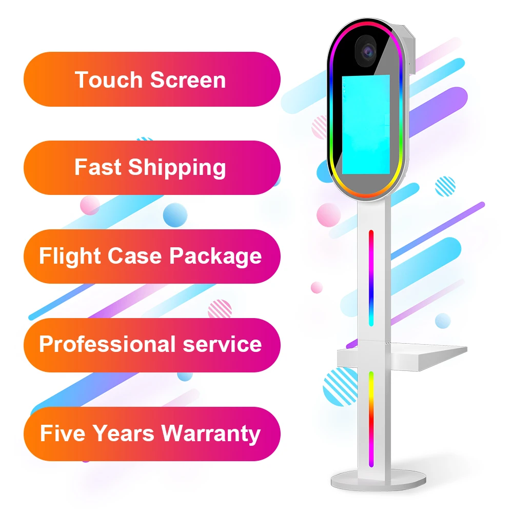 DSLR  oval mirror 15.6inch touch screen  glambot   photo booth open air t12 machine for party