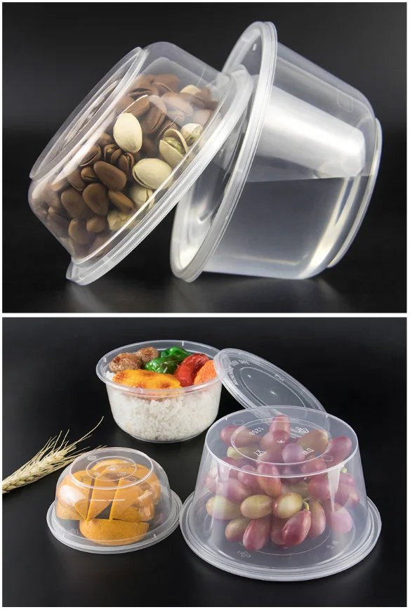 Custom PP plastic microwavable lunch box round and square disposable takeaway packaging meal box food containers