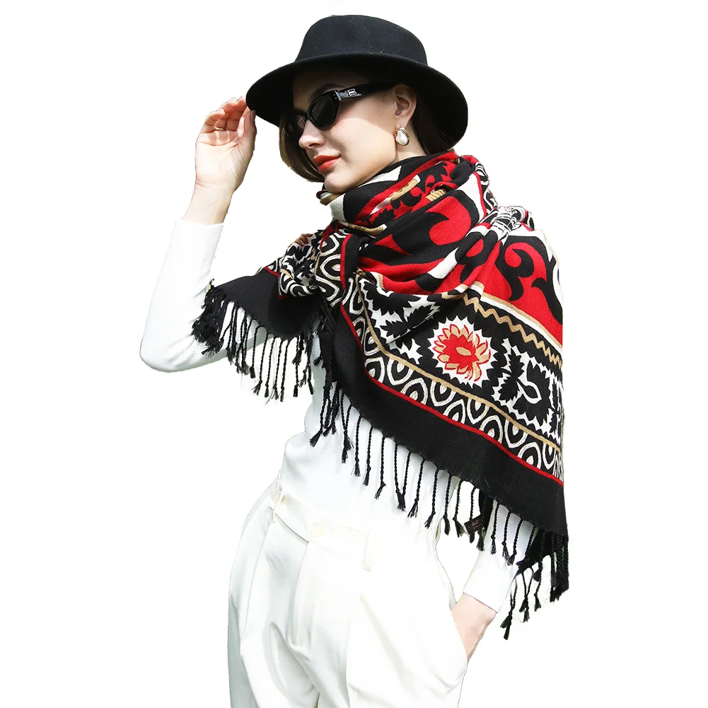 Oversize Large Blanket Cashmere Pashmina Shawls Soft Dupatta 100% Pure Wool Scarf Wraps For Women