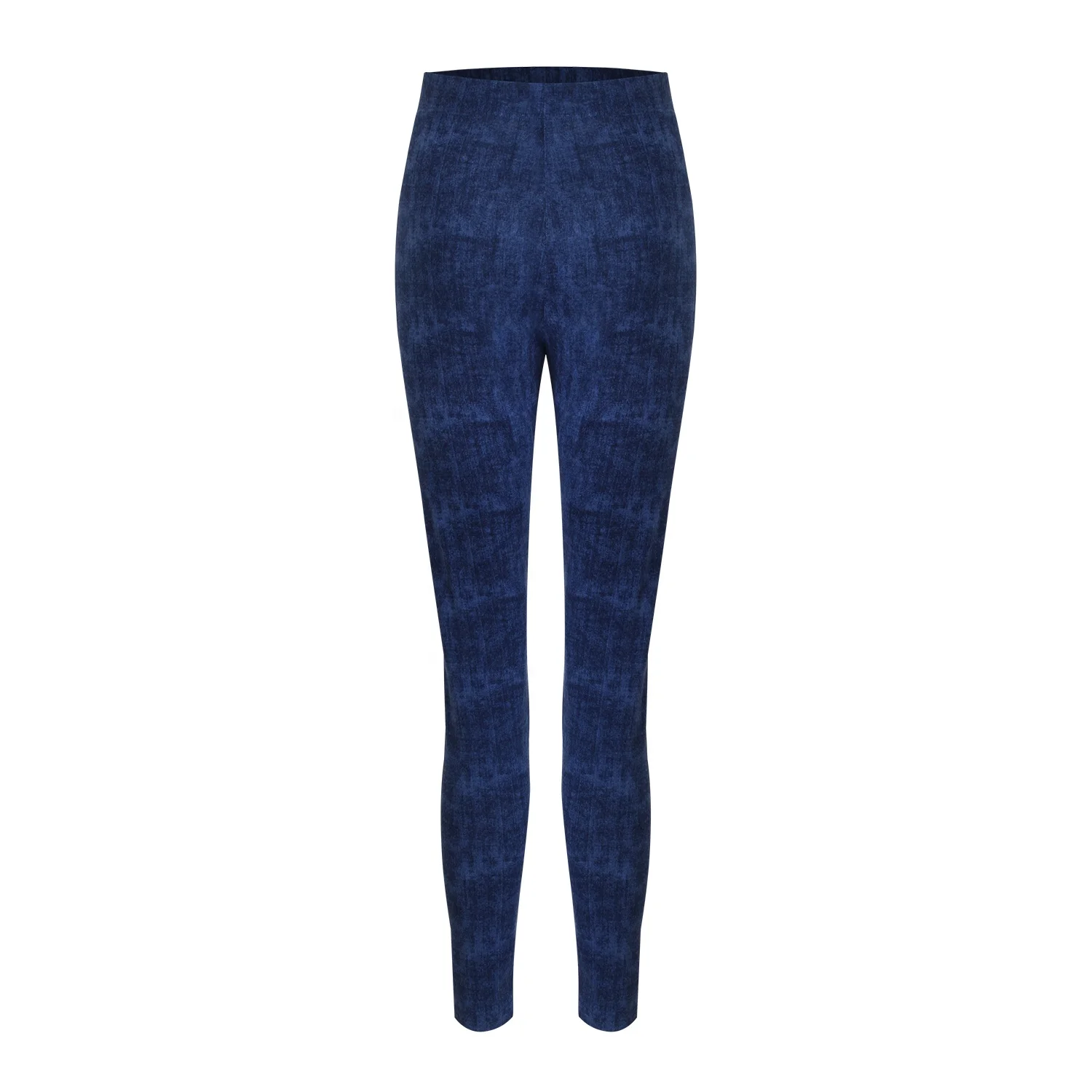 Custom Navy High Rise Stretch Slim Casual Trousers Solid Faux Suede Leggings Work Out Pants Women