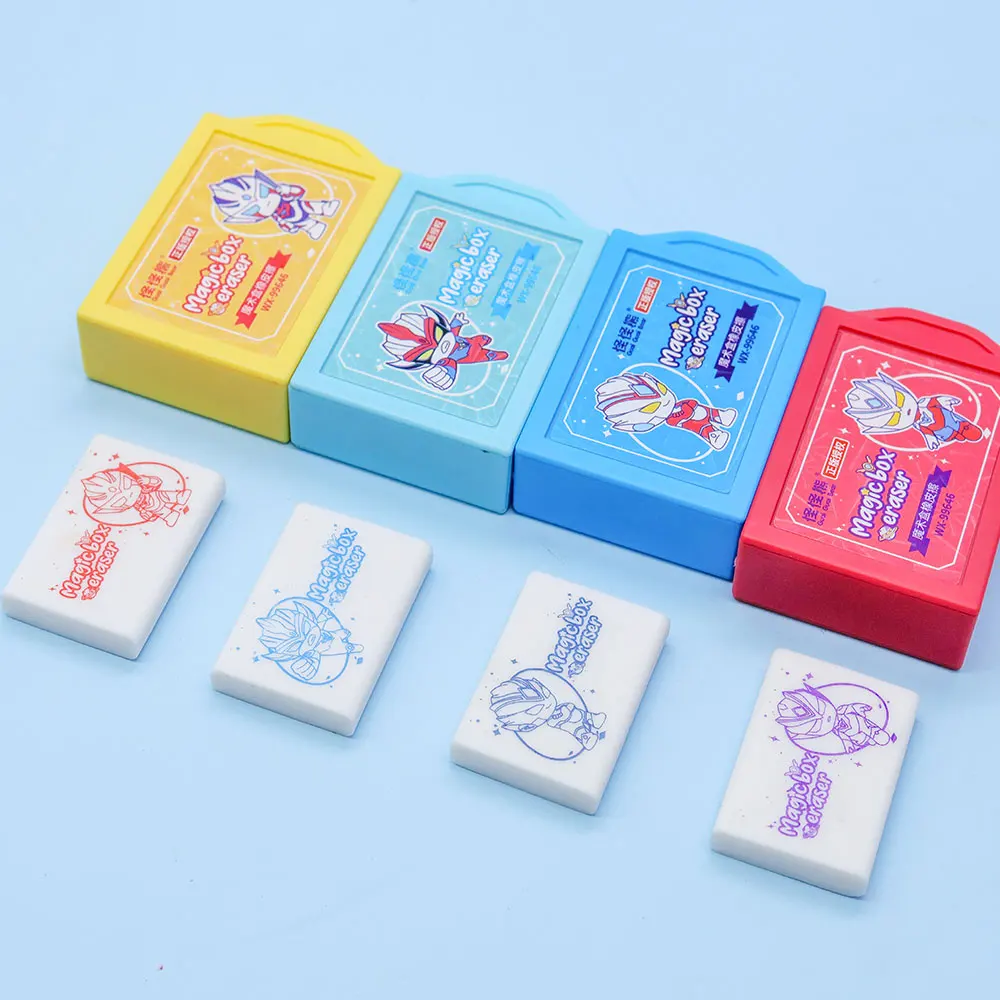 Anime Superman Magic Box Fun Eraser School Sample Kids Learning Stationery Gift Factory Colored rubber Factory for children