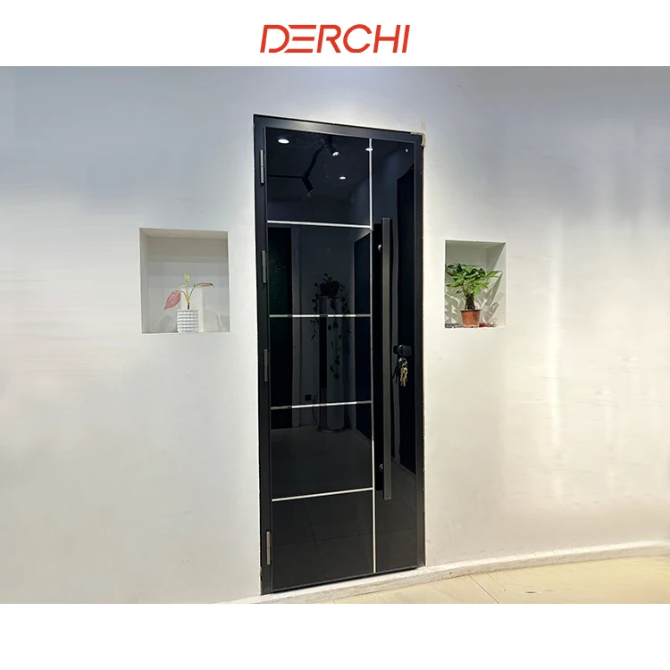 DERCHI USA Customize House Exterior Entrance Security Pivot Door Safety Front Main Gate Wrought Aluminum Slab Entry Doors