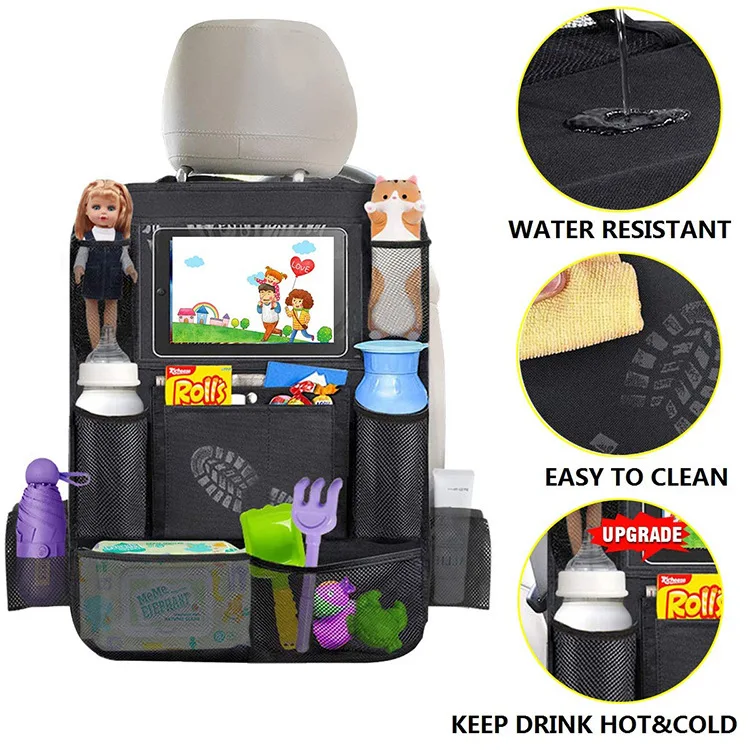 Backseat Car Organizer Kick Mats Back Seat Protector with Touch Screen Tablet Holder Back Seat Organizer for Kids