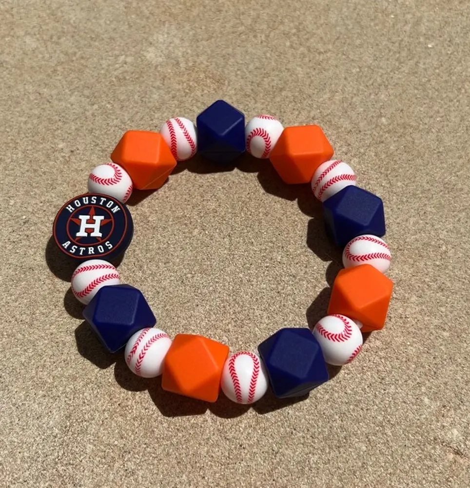 Zhehu Rangers Baseball Charm Beads Bracelets Keychain American Houston Texas Astros Silicone Beaded Keychain Wristlet