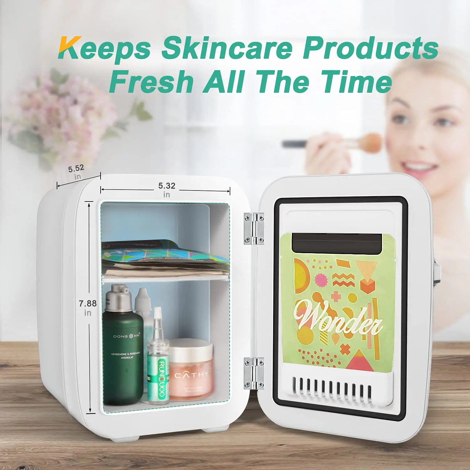 Portable Mini 4 L Desktop Skincare Cosmetic Cooler Car Refrigerator Fridge For Auto Bedroom Office