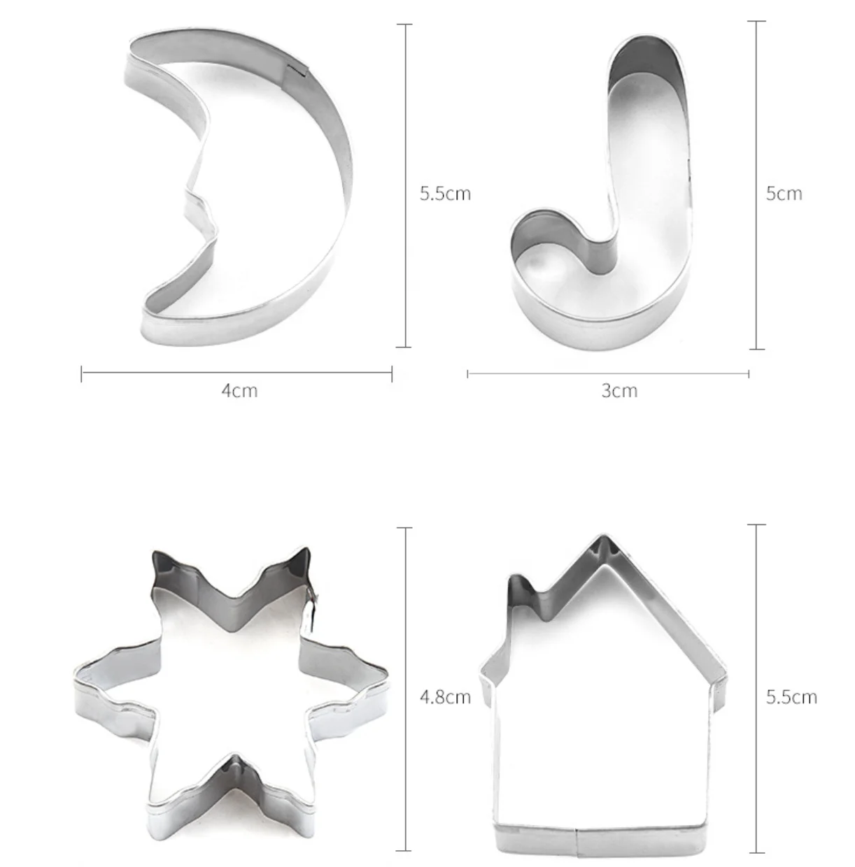  10 Piece Stainless Steel Baking Shape Molds For Christmas Biscuit