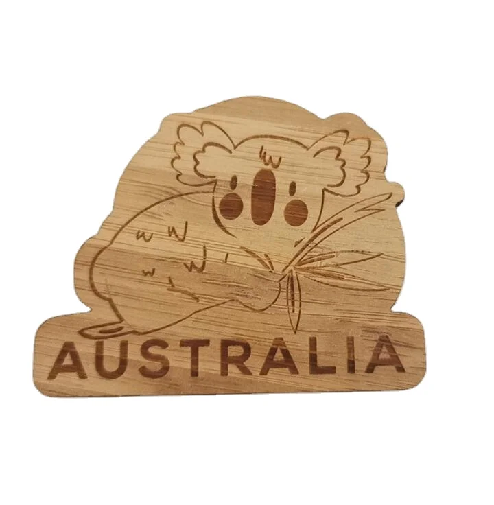 Personalized Promotional laser bamboo wood souvenir fridge magnet