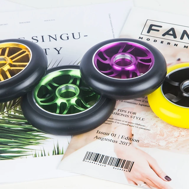 pro stunt scooter metal core wheel 100mm abec 9  bearing neo chrome wheel