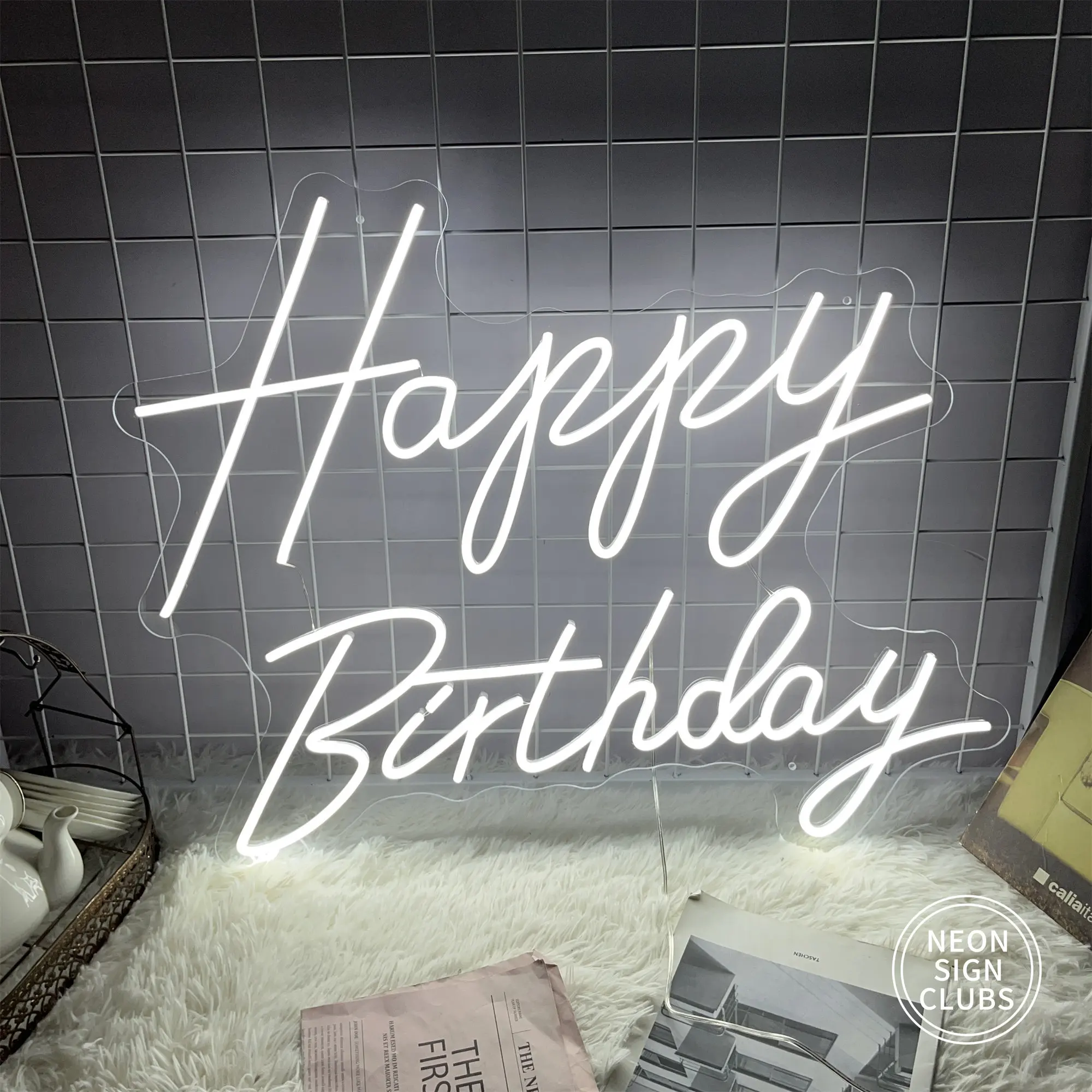 Happy Birthday Neon Sign Custom LED Neon Sign Custom Wedding Neon Light Sign for Party Wall Room Decor Best Birthday Gift