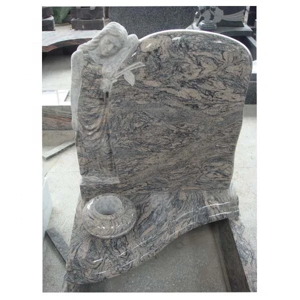China Juparana granite headstone Standing Maria stone statue monument